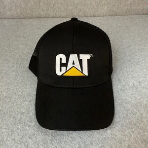 CAT Caterpillar Black Trucker‎ Hat Cap Mesh Back Adjustable Mens OSFM Adult